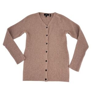 Theory Contoured Cardi Soft Wool Cashmere Ribbed V-Neck Cardigan size P